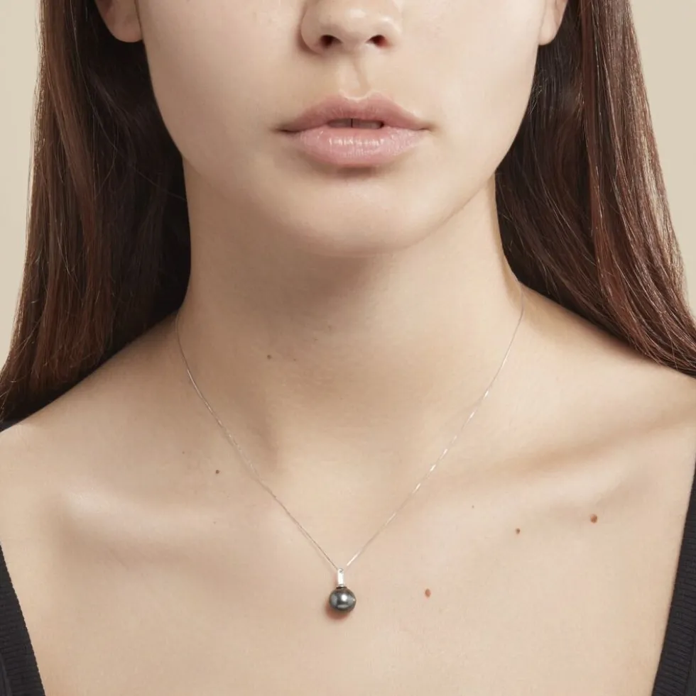 Collier Semi-baroque Or Blanc Perle De Culture De Tahiti