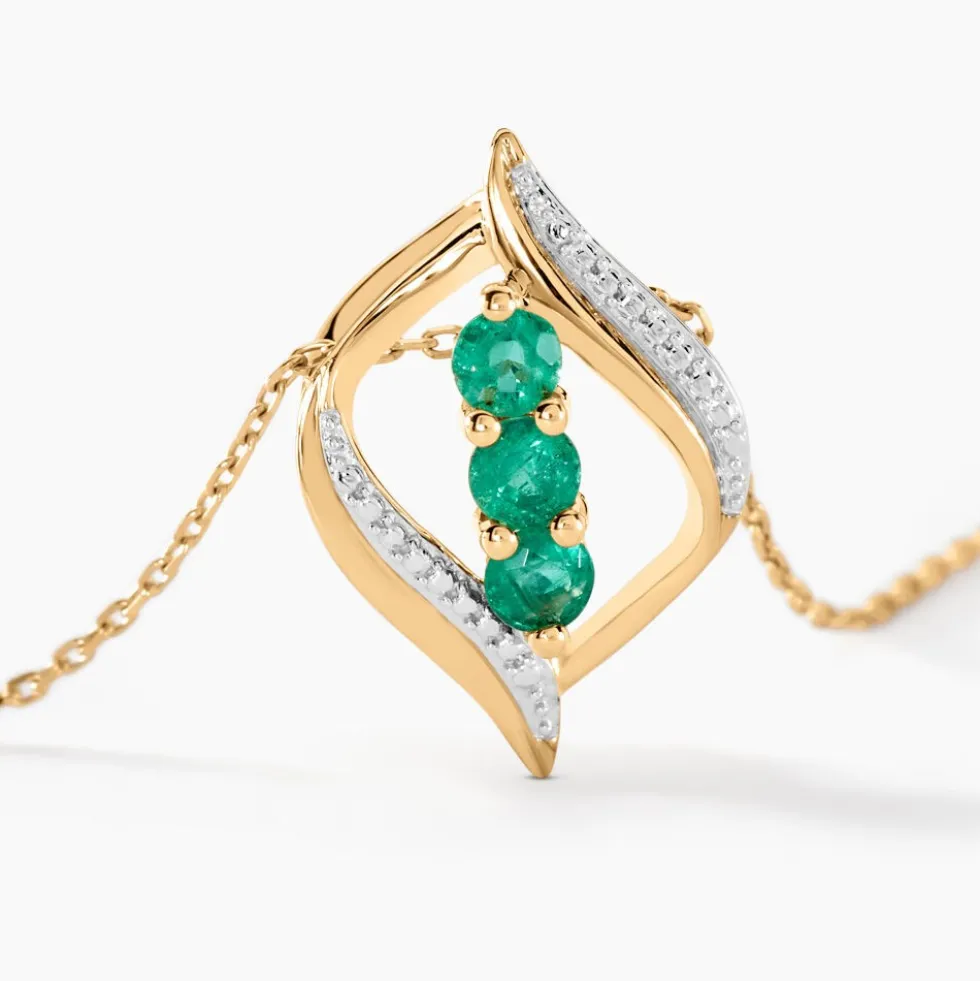 Collier Shahara Or Jaune Emeraude