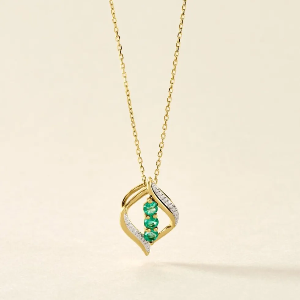 Collier Shahara Or Jaune Emeraude