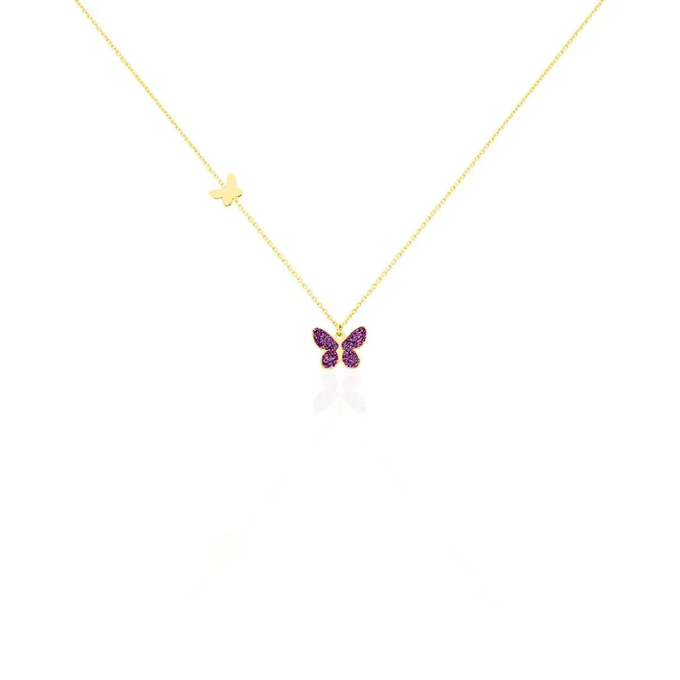 Collier Silia Papillon Or Jaune