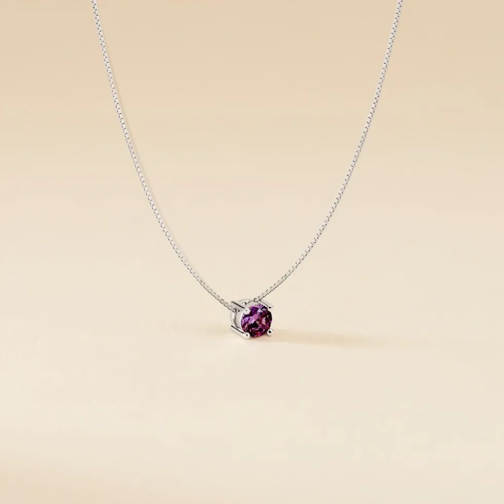 Collier Solitaire Argent Blanc Rio Santa Teresa Oxyde De Zirconium