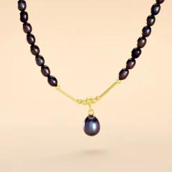 Collier Stella-Rose Or Jaune Perle De Culture