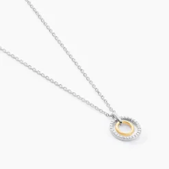 Collier Swane Or Jaune Argent Blanc Oxyde De Zirconium