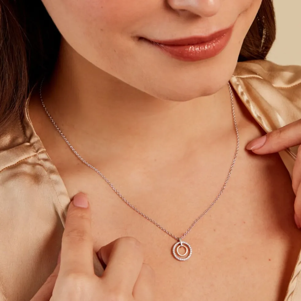 Collier Swane Or Jaune Argent Blanc Oxyde De Zirconium