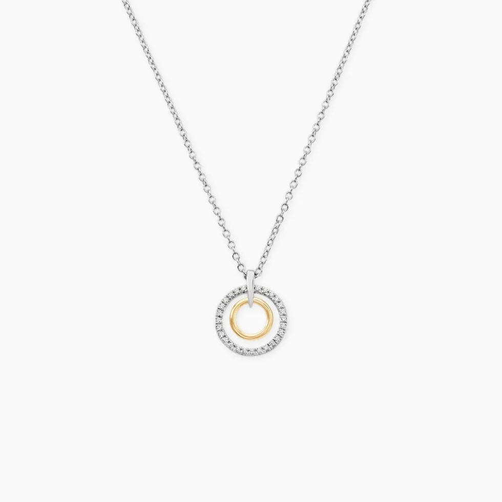Collier Swane Or Jaune Argent Blanc Oxyde De Zirconium