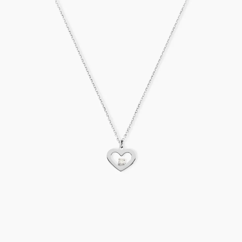 Collier Sweet Heart Or Blanc Diamant