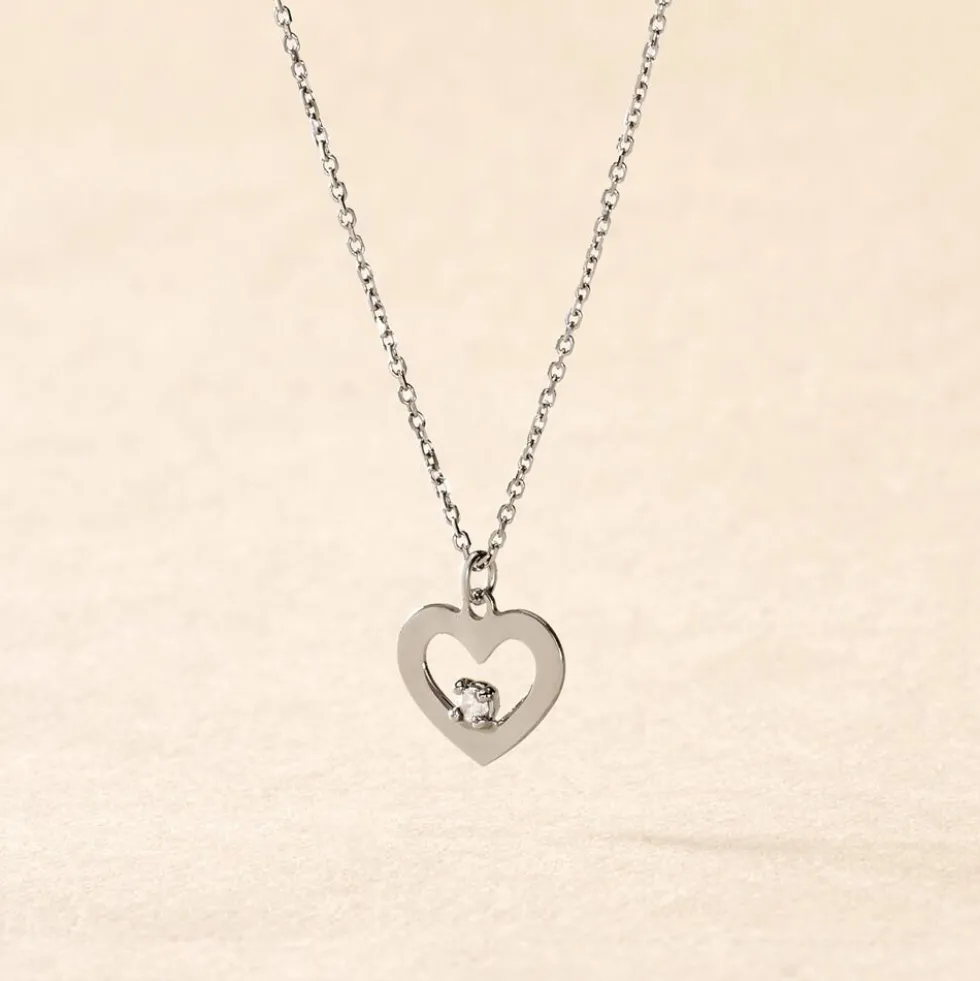 Collier Sweet Heart Or Blanc Diamant