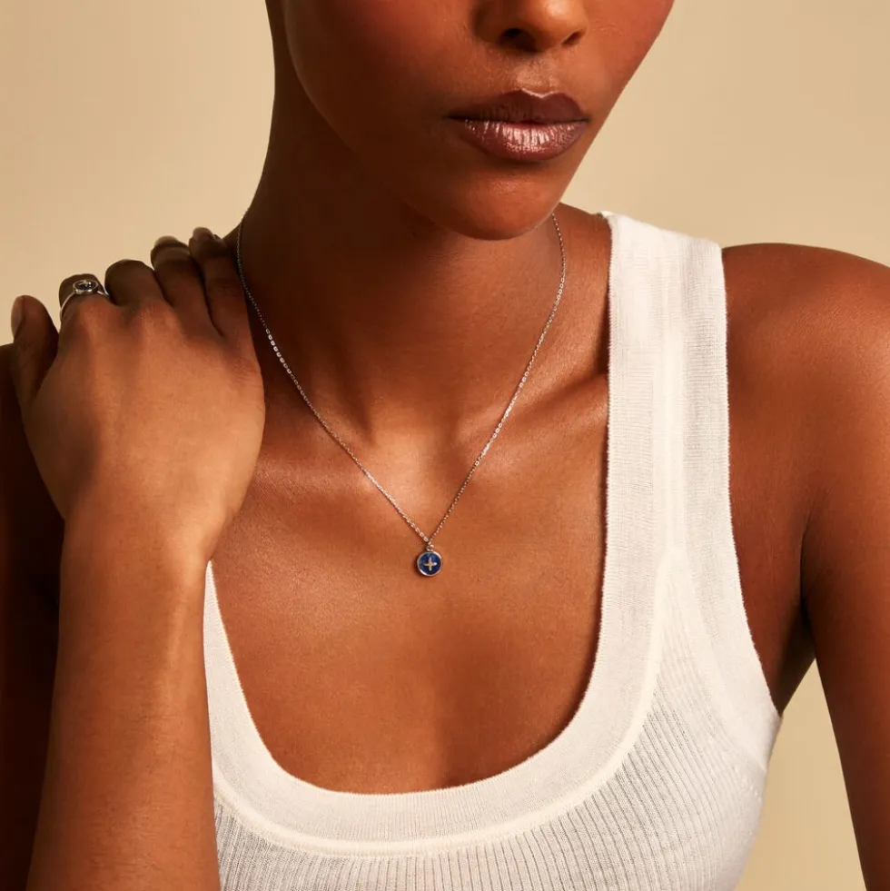 Collier Talismania Argent Blanc Lapis Lazuli