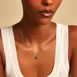 Collier Talismania Argent Blanc Malachite