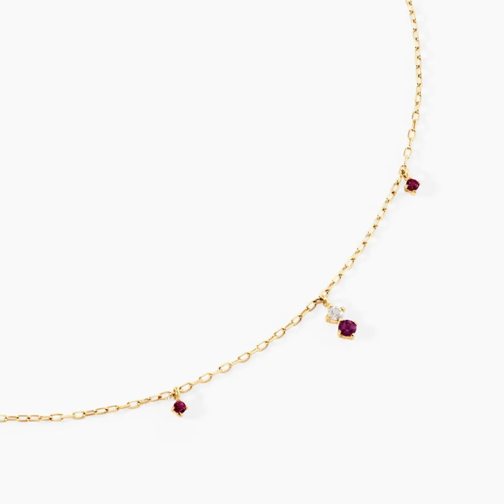 Collier Valora Or Jaune Rhodolite Oxyde De Zirconium