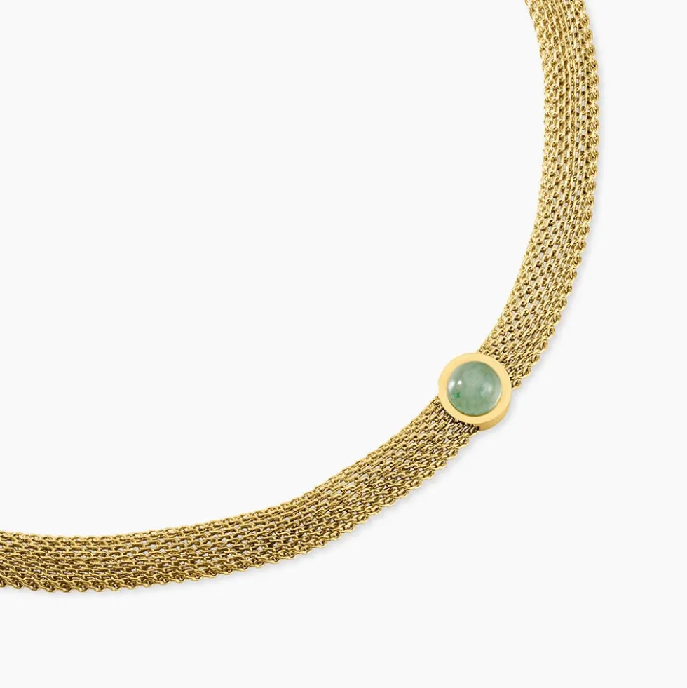 Collier Veria Acier Jaune Aventurine