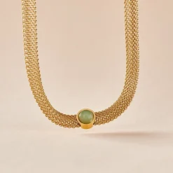 Collier Veria Acier Jaune Aventurine