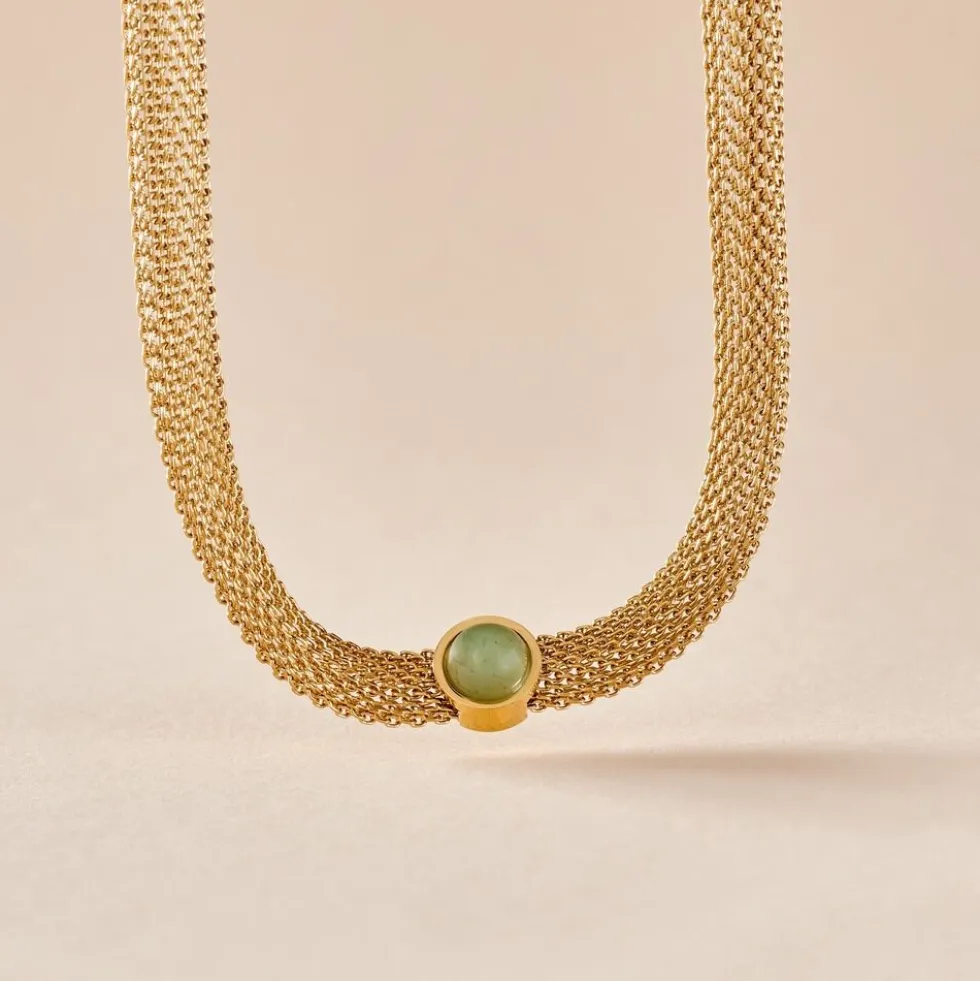 Collier Veria Acier Jaune Aventurine