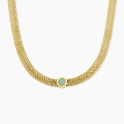 Collier Veria Acier Jaune Aventurine