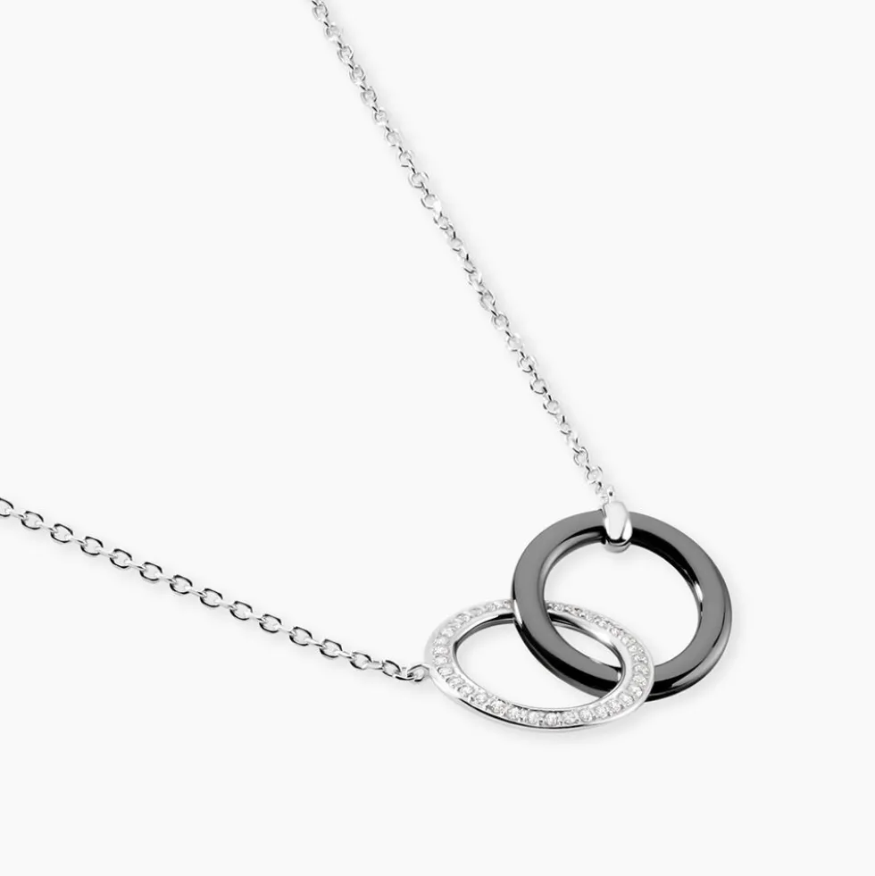 Collier You&me Argent Blanc Céramique Et Oxyde De Zirconium