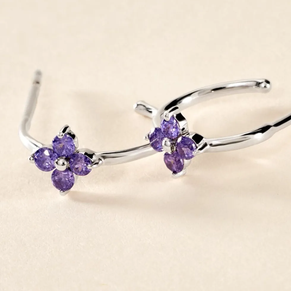 Creoles Argent Blanc Blossom Bash Oxyde De Zirconium