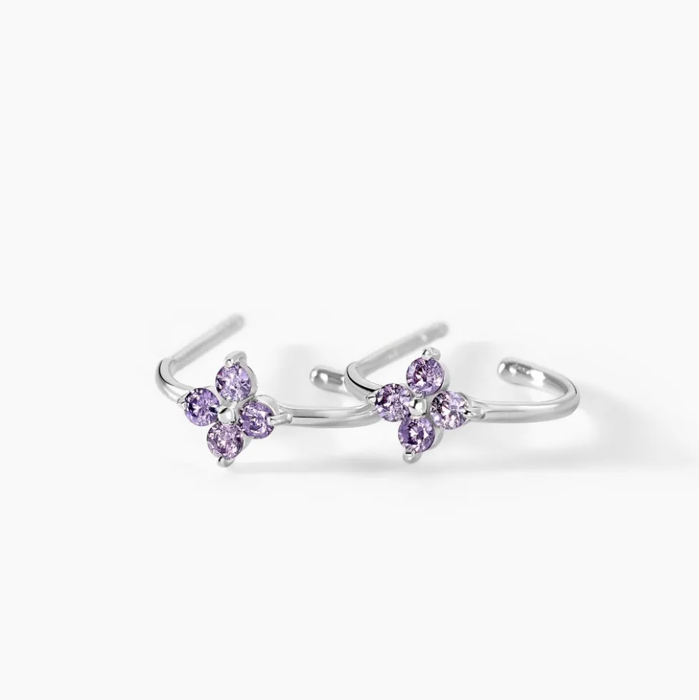 Creoles Argent Blanc Blossom Bash Oxyde De Zirconium
