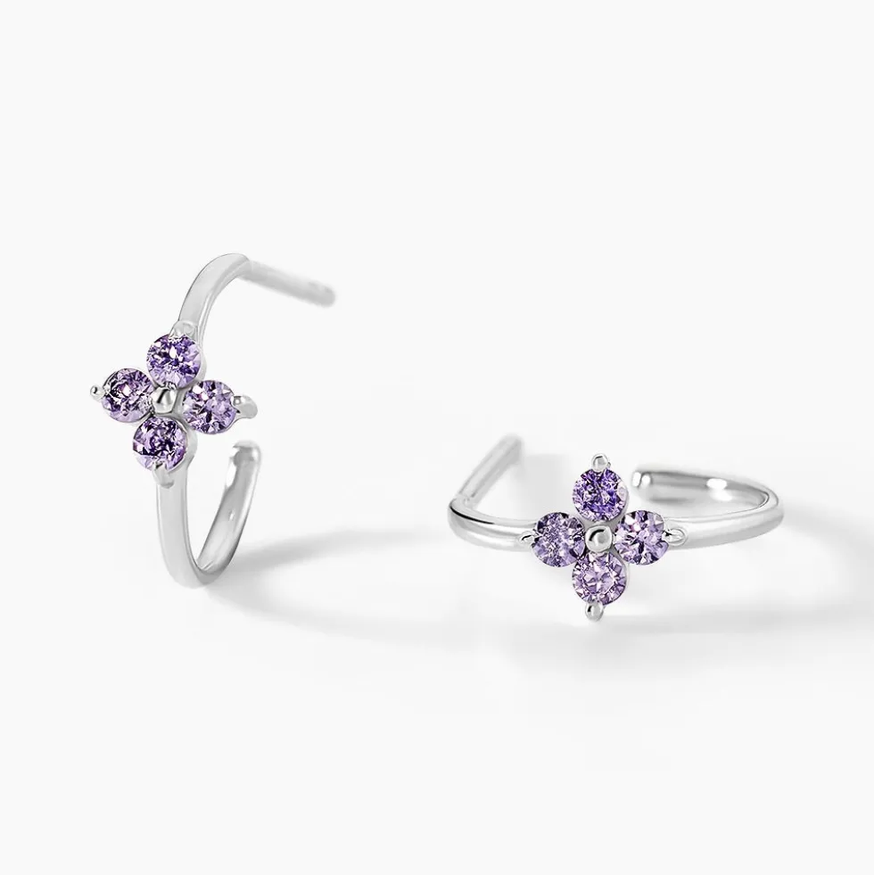 Creoles Argent Blanc Blossom Bash Oxyde De Zirconium