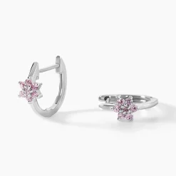 Creoles Argent Blanc Blossom Bash Oxyde De Zirconium