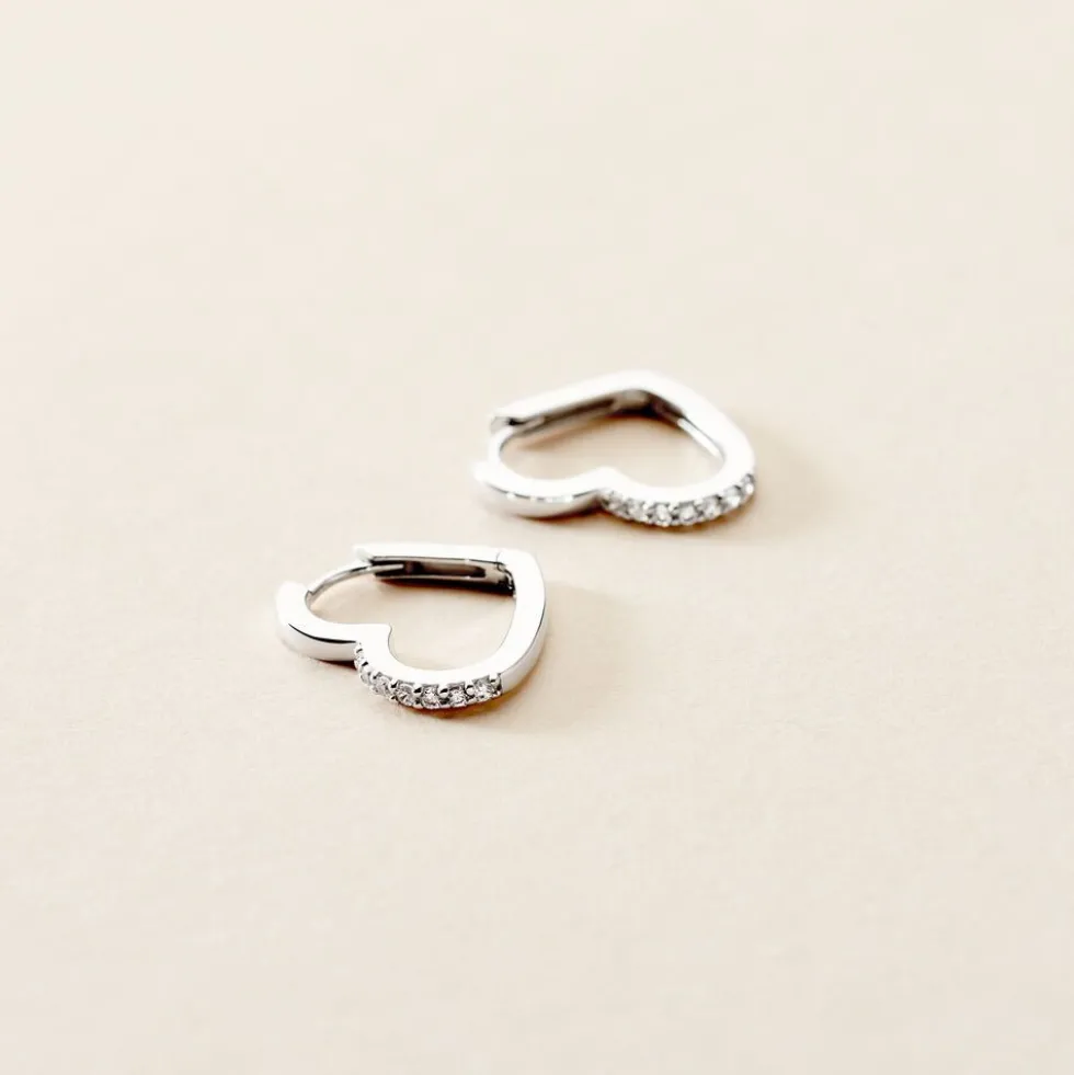 Creoles Argent Blanc Deep In Love Oxyde De Zirconium