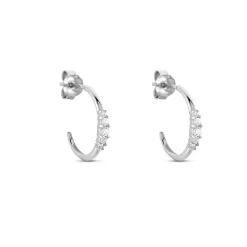 Créoles Anemone Argent Blanc Oxyde De Zirconium
