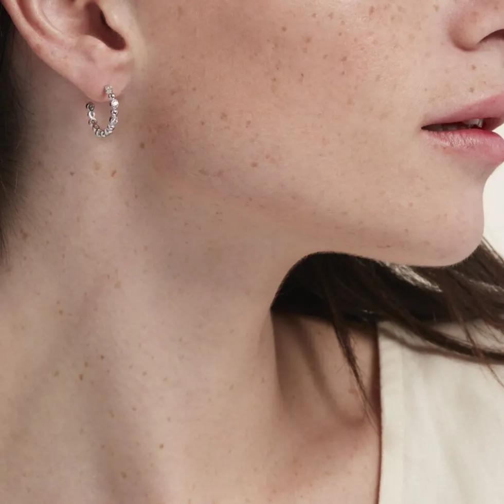 Créoles Argent Blanc Daren Oxydes De Zirconium