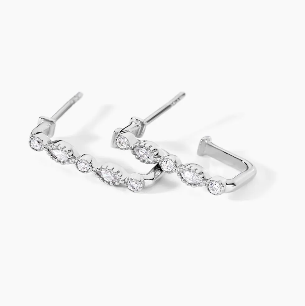 Créoles Astrea Argent Blanc Oxyde De Zirconium