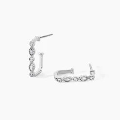 Créoles Astrea Argent Blanc Oxyde De Zirconium