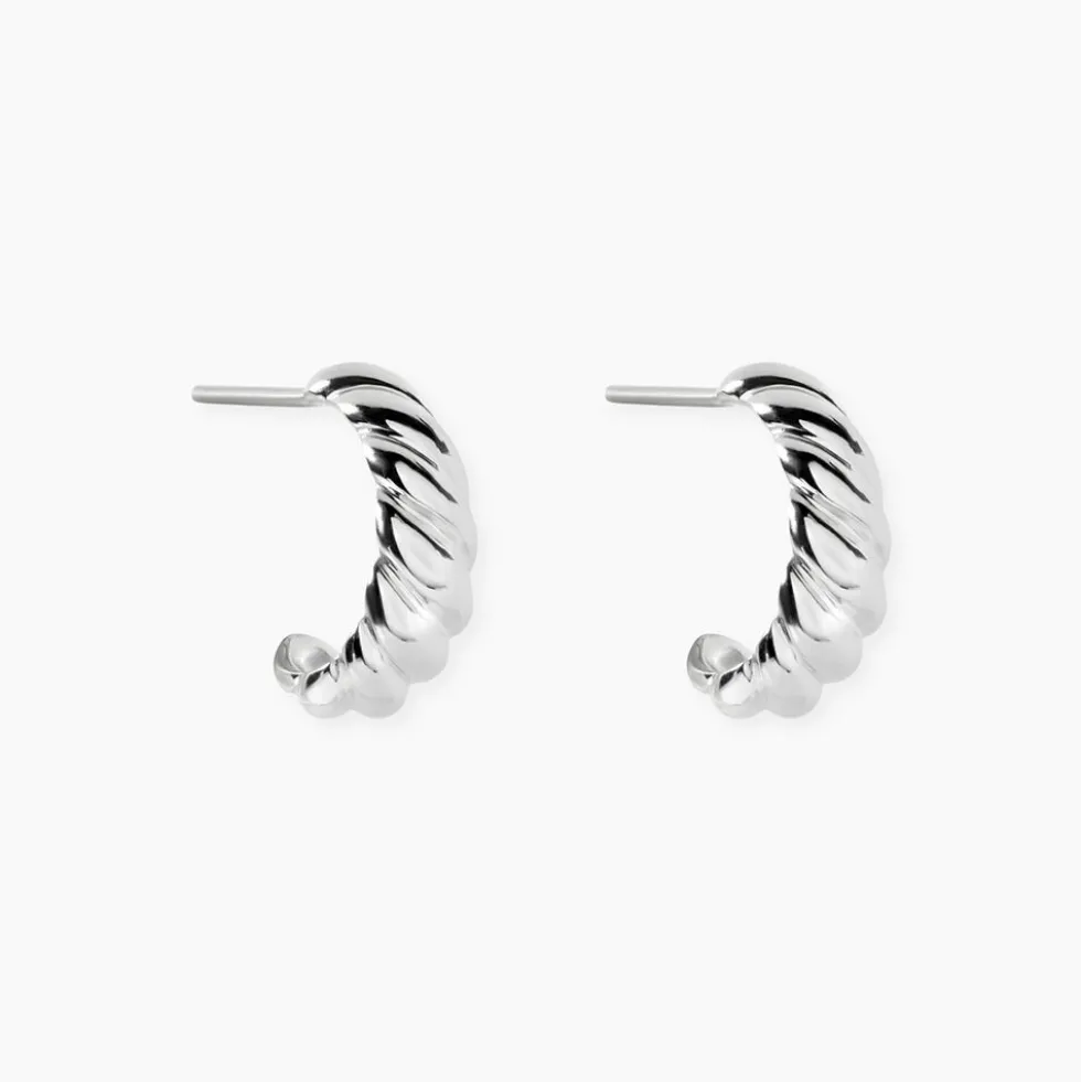 Créoles Croissant Argent Blanc