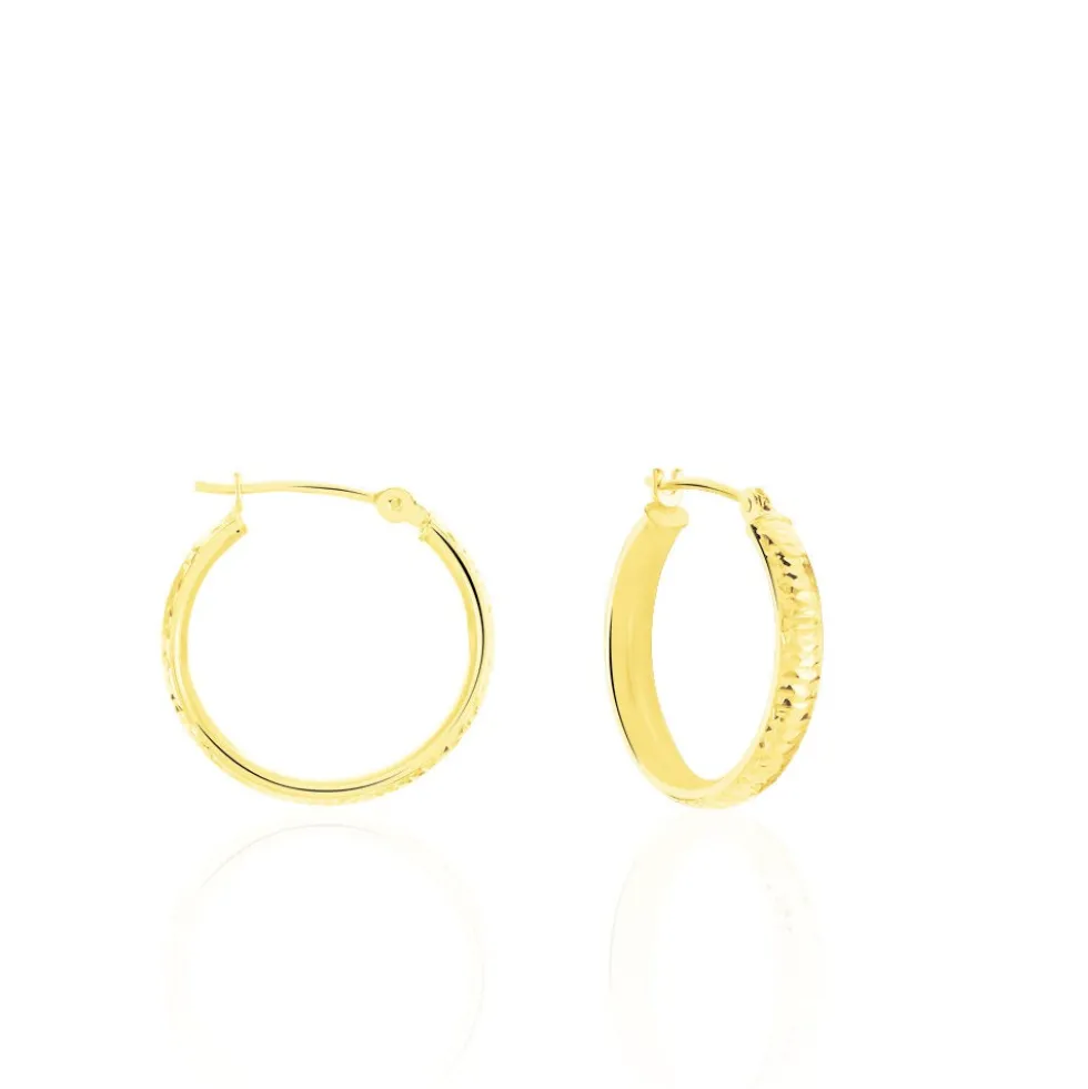 Créoles Dea Diamantees Fil Plat Or Jaune