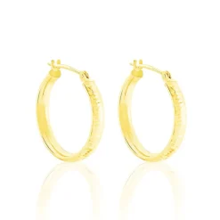 Créoles Dea Diamantees Fil Plat Or Jaune