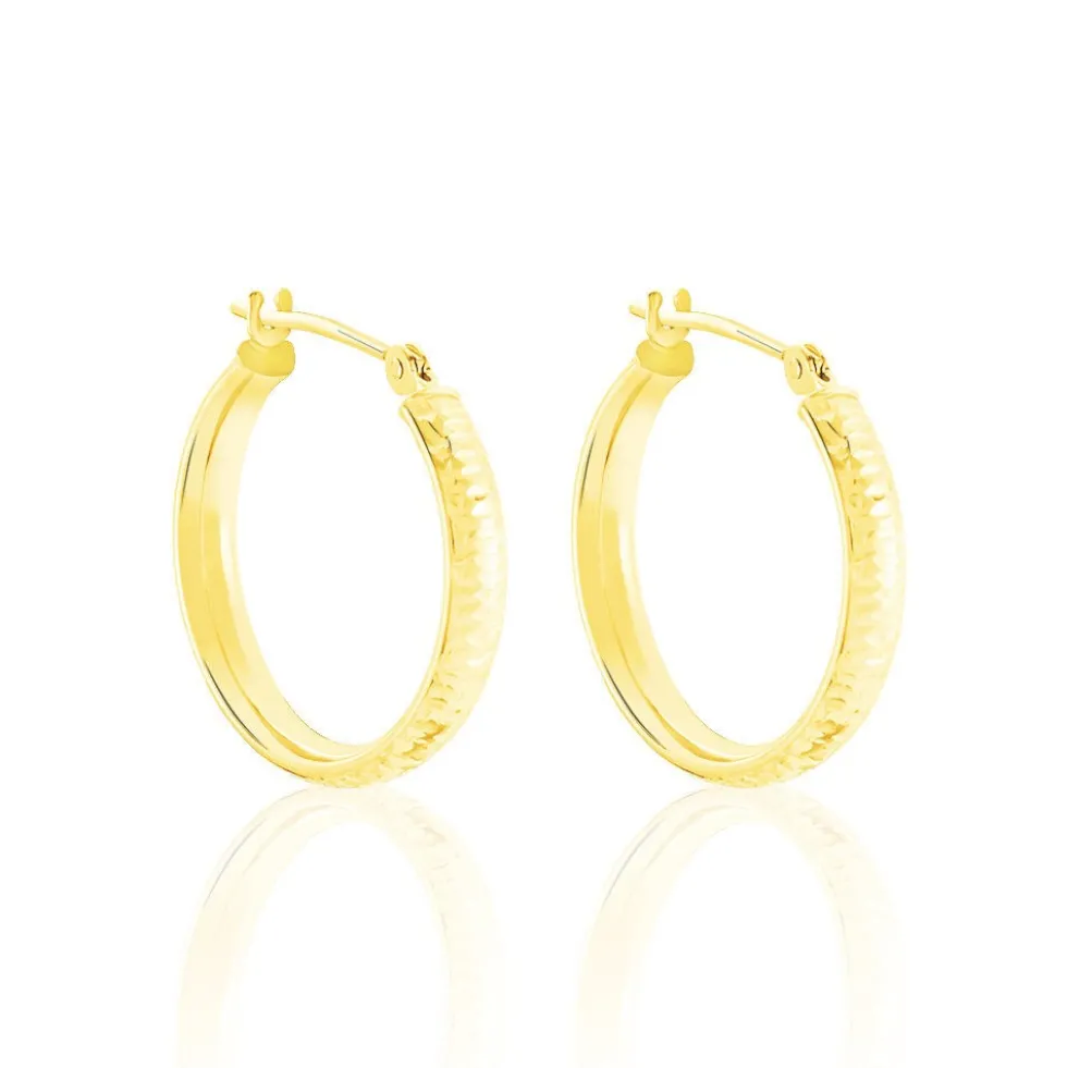 Créoles Dea Diamantees Fil Plat Or Jaune