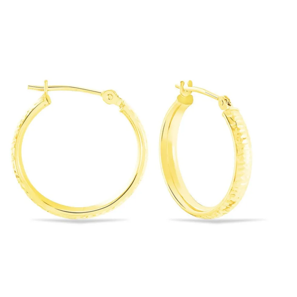 Créoles Dea Diamantees Fil Plat Or Jaune