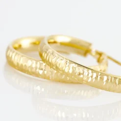 Créoles Dea Diamantees Fil Plat Or Jaune