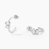 Créoles Dua Argent Blanc Oxyde De Zirconium