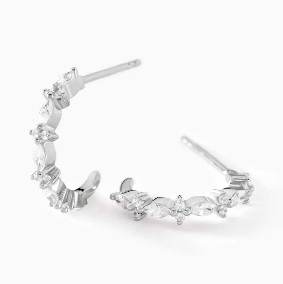 Créoles Naura Argent Blanc Oxyde De Zirconium