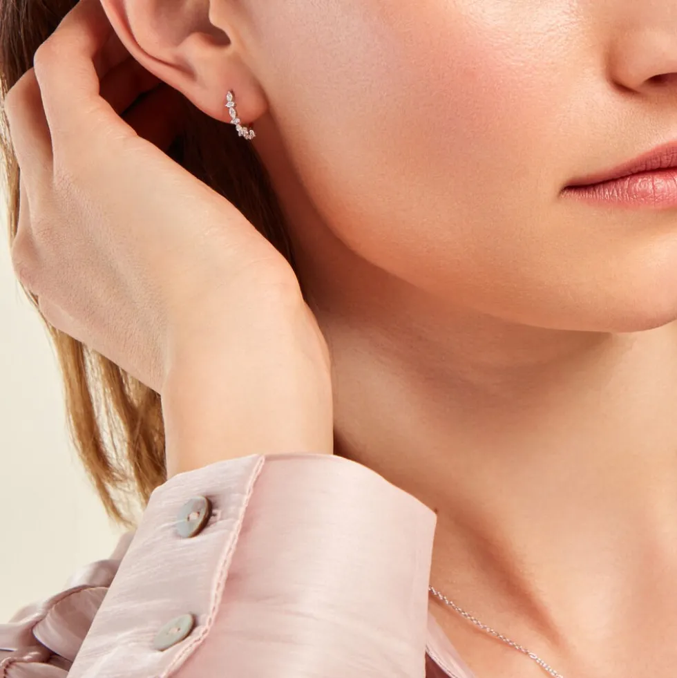 Créoles Naura Argent Blanc Oxyde De Zirconium