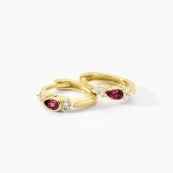 Créoles Poem Argent Jaune Rhodolite Oxyde De Zirconium