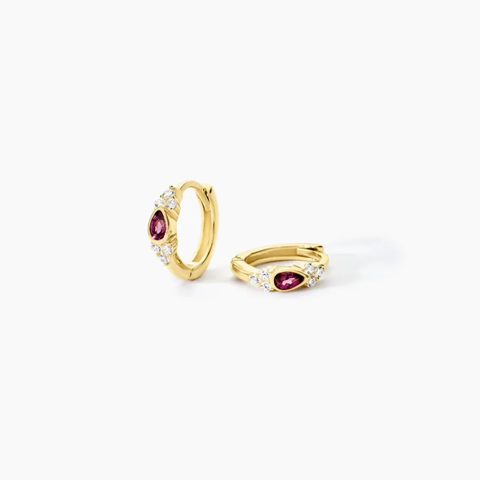 Créoles Poem Argent Jaune Rhodolite Oxyde De Zirconium