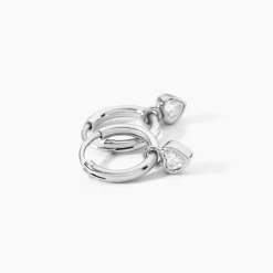 Créoles Querida Argent Blanc Oxyde De Zirconium