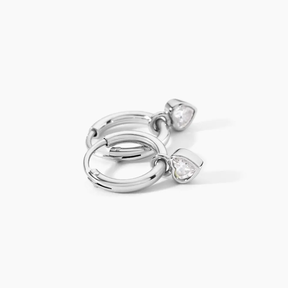 Créoles Querida Argent Blanc Oxyde De Zirconium