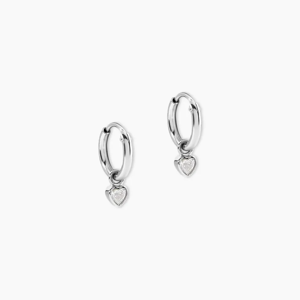 Créoles Querida Argent Blanc Oxyde De Zirconium