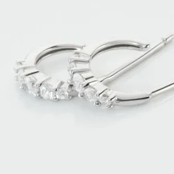 Créoles Anemone Argent Blanc Oxyde De Zirconium