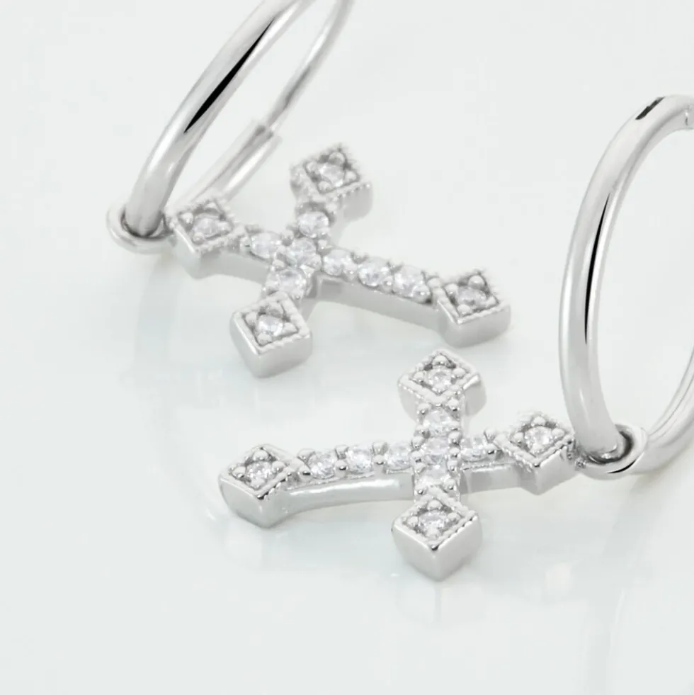 Créoles Angel Argent Blanc Oxyde De Zirconium