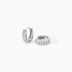 Créoles Argent Blanc Denice Oxydes De Zirconium