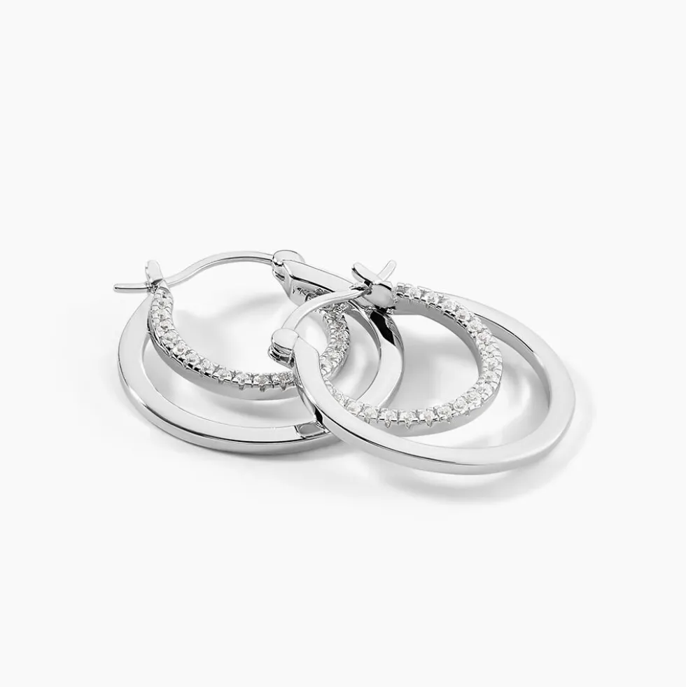 Créoles Argent Blanc Linnette Oxydes De Zirconium