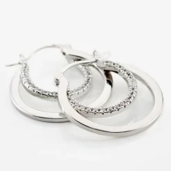 Créoles Argent Blanc Linnette Oxydes De Zirconium