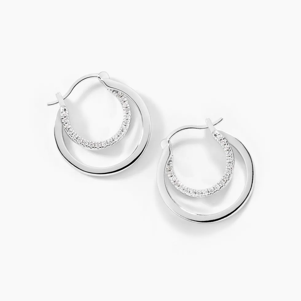 Créoles Argent Blanc Linnette Oxydes De Zirconium
