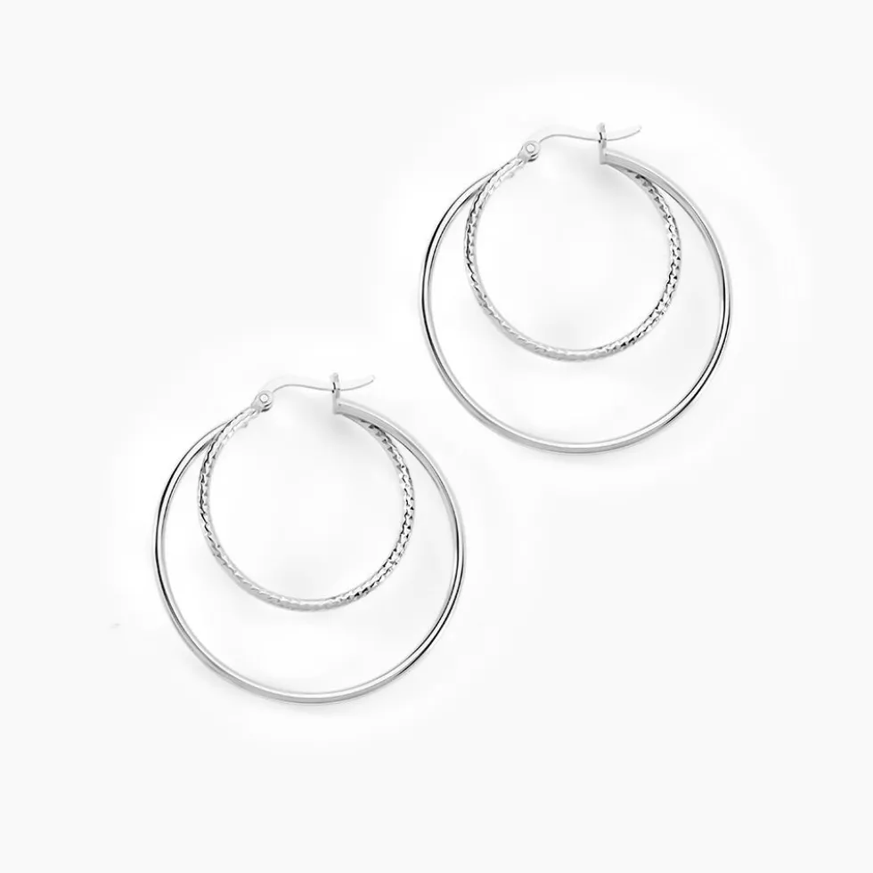 Créoles Argent Blanc Marjorie