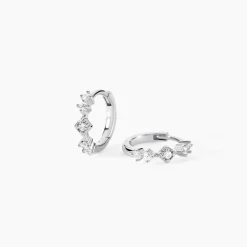 Créoles Astrea Argent Blanc Oxyde De Zirconium
